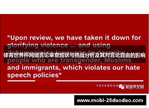 体育世界杯网络言论审查现状与挑战分析及其对言论自由的影响