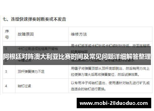 阿根廷对阵澳大利亚比赛时间及常见问题详细解答整理